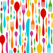 Cutlery colorful pattern on white Cutlery colorful pattern on white