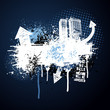 Dark blue grunge city frame
