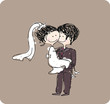 groom carrying bride