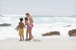 children playing on beach