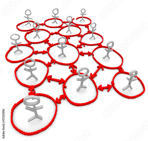 Illustration: Network of People - Drawing of Circles and Arrows Network of People - Drawing of Circles and Arrows