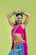 Beautiful Indian Young Brunette Woman Dancing