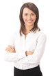 Photographie : Portrait of young happy businesswoman, isolated on white