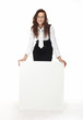 Businesswoman holding blank sign isolated on white Businesswoman holding blank sign isolated on white