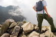 Active tourist in mountains