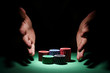 A hand about to rake a big pile of chips. A hand about to rake a big pile of chips.