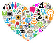 Set of icons in heart shape
