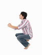 young man is cheering and screeming young man is cheering and screeming