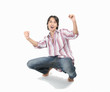 young man is cheering and screeming young man is cheering and screeming