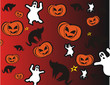 cat  pumpkin and ghosts background