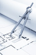 Drawing Compass on Blueprint Floorplans