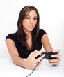 young woman is playing a video game young woman is playing a video game