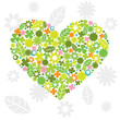 Green Heart Made of Flowers and Leaves