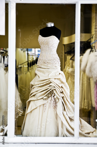 Photo: wedding dress in shop window wedding dress in shop window