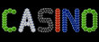 Casino written with poker chips