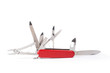 Red Swiss army knife tool isolated on white Red Swiss army knife tool isolated on white