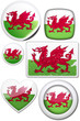 Wales - Set of stickers and buttons Wales - Set of stickers and buttons