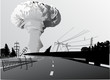 atomic explosion cloud above road atomic explosion cloud above road