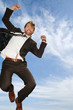 Manager macht Freudensprung