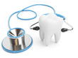 Illustration: Blue stethoscope with a tooth Blue stethoscope with a tooth