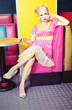 Pin up girl at a retro cafe