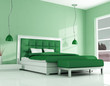 green modern bedroom