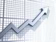 Business graph with upward arrow Business graph with upward arrow