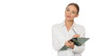 Beautiful young businesswoman is doing quality test