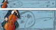 vector banners in grunge style with contrabass player vector banners in grunge style with contrabass player
