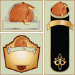 Set of vector templates with a muzzle of a growling lion