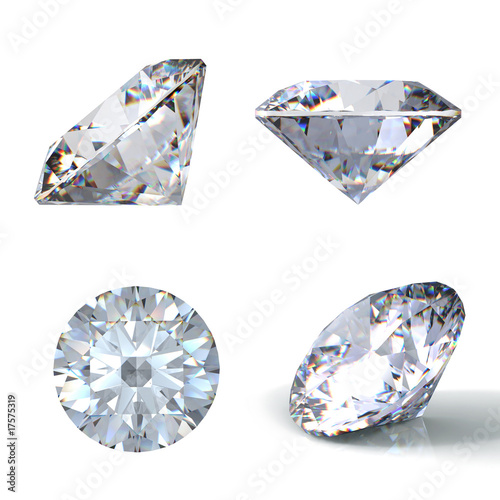 Photo: 3d Round brilliant cut diamond perspective isolated on white 3d Round brilliant cut diamond perspective isolated on white