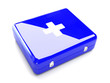 3d Blue first aid kit isolated on the white background
