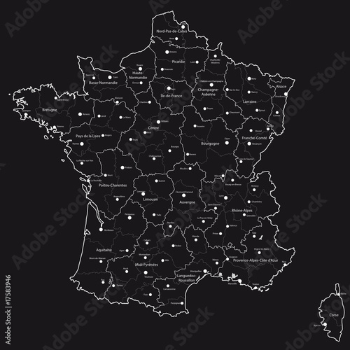 departments of france map. Vector map of France with