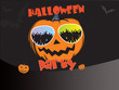 Cheerful pumpkin in sun glasses on a party