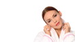 Portrait of beautiful and sexy woman wearing bathrobe