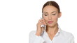 Beautiful young businesswoman is using mobile phone