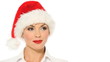 Portrait of beautiful sexy girl wearing santa claus hat