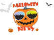Cheerful pumpkin in sun glasses on a party