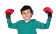 Winner boy with boxing gloves