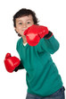Funny boy with boxing gloves