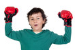 Winner boy with boxing gloves