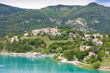 Castillon Barrier with village of Saint Julien du Verdon, France