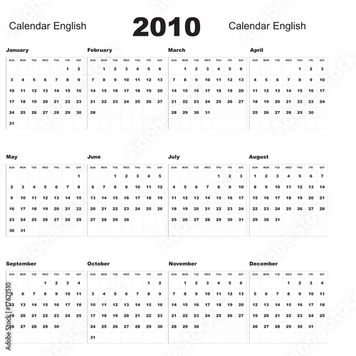 calendar 2010. Calendar 2010 english