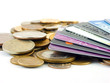 Metal coins and credit cards