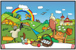 vector ukrainian national village landscape