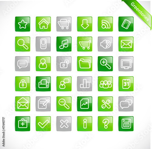 Greentones series - glossy web icons
