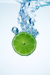 Lime dropped in a water