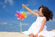 Girl playing on beach