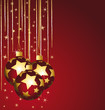 Stars christmas balls on a red background