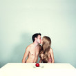 Two nude lovers with apple